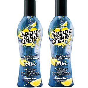 Lot of 2 - Supre Tan Lemon Berry Blast Ultra Dark Black Bronzer 20X, 8 Oz each